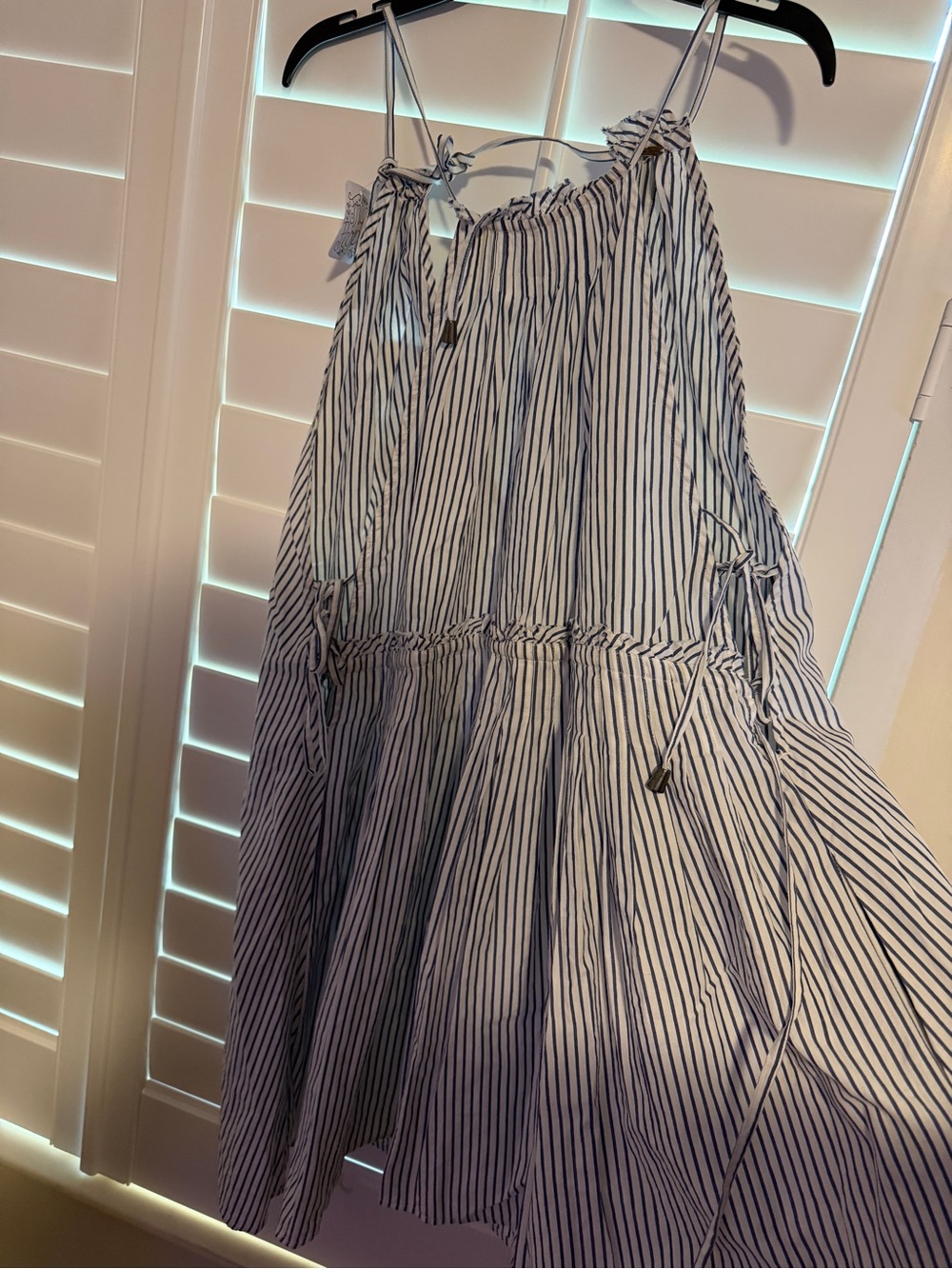 Free People Striped Spaghetti Strap Sundress in Navy and White